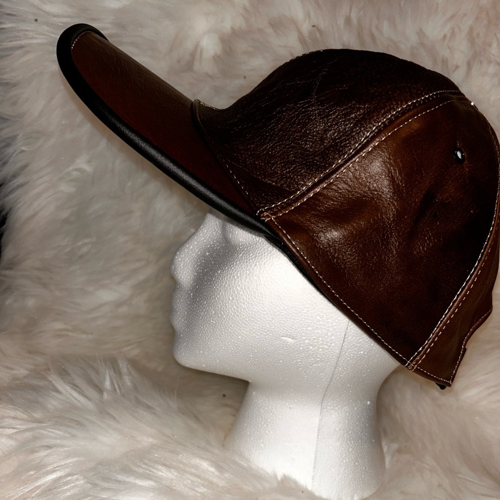 Dark chocolate leather hat / cap